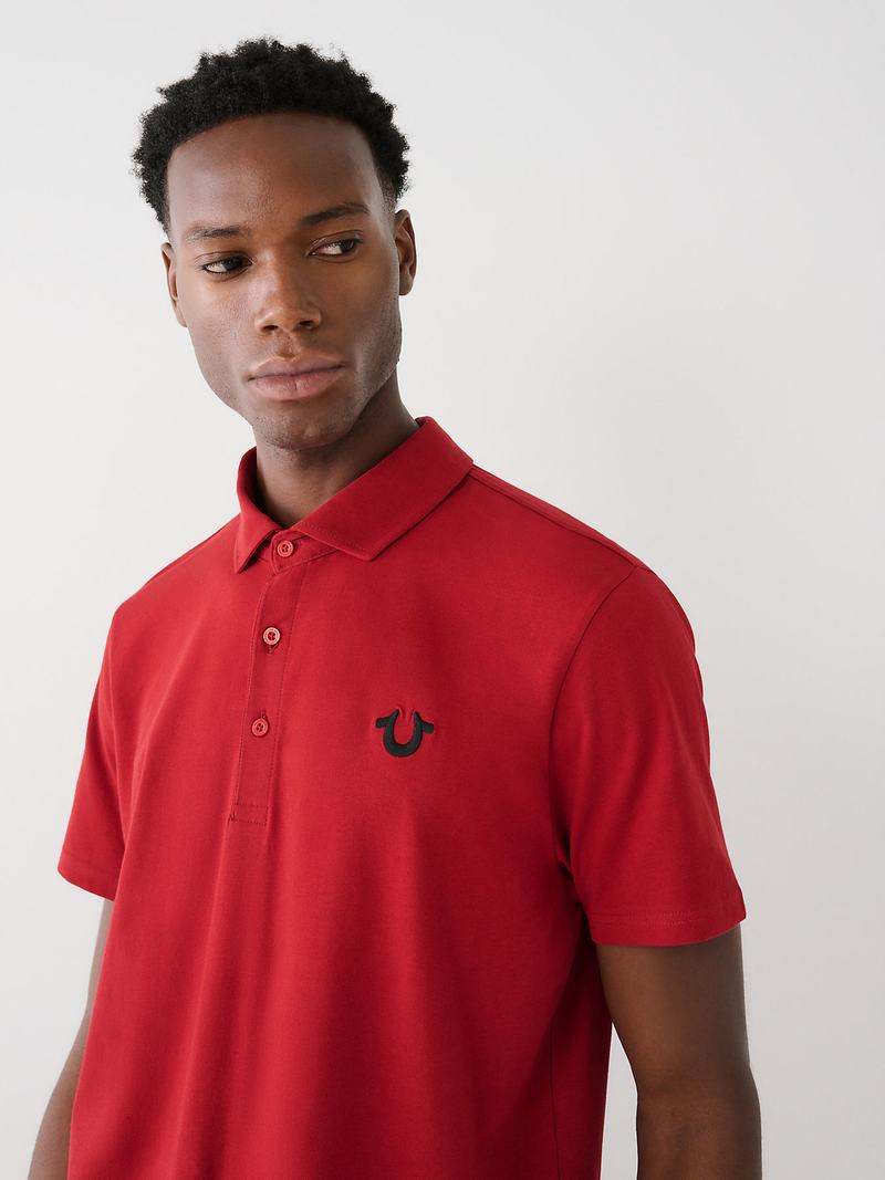 True Religion Logo Poloshirt Herren Rot | 83594LECK