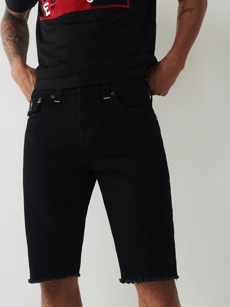 True Religion Ricky Gerade Kurze Hose Herren Schwarz | 43986ZSKG