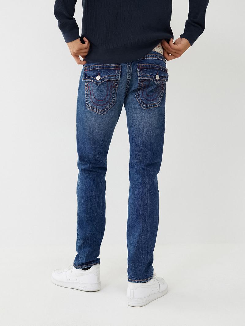 True Religion Geno Stitch Slim Big T Jeans Herren Blau | 21830JUKP