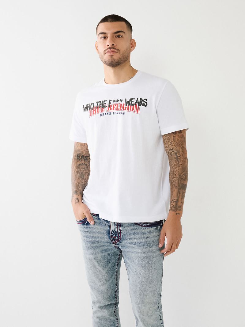 True Religion Tr Billboard Logo T-Shirts Herren Weiß | 84792VCIB