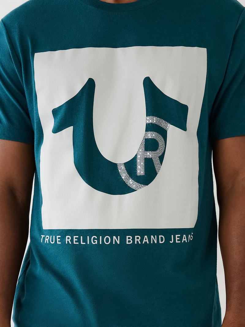 True Religion Studded Logo T-Shirts Herren Pfauenblau | 09327YSNK