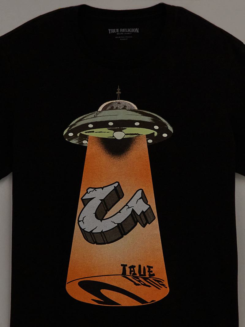 True Religion Glow Ufo Hs Logo T-Shirts Herren Schwarz | 49527SBWZ