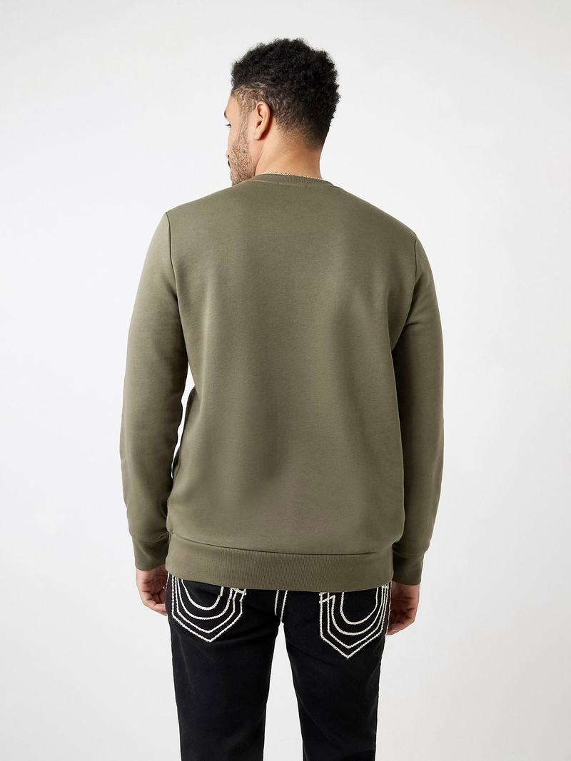 True Religion City Buddha Logo Sweatshirt Herren Olivgrün | 56143TQKC