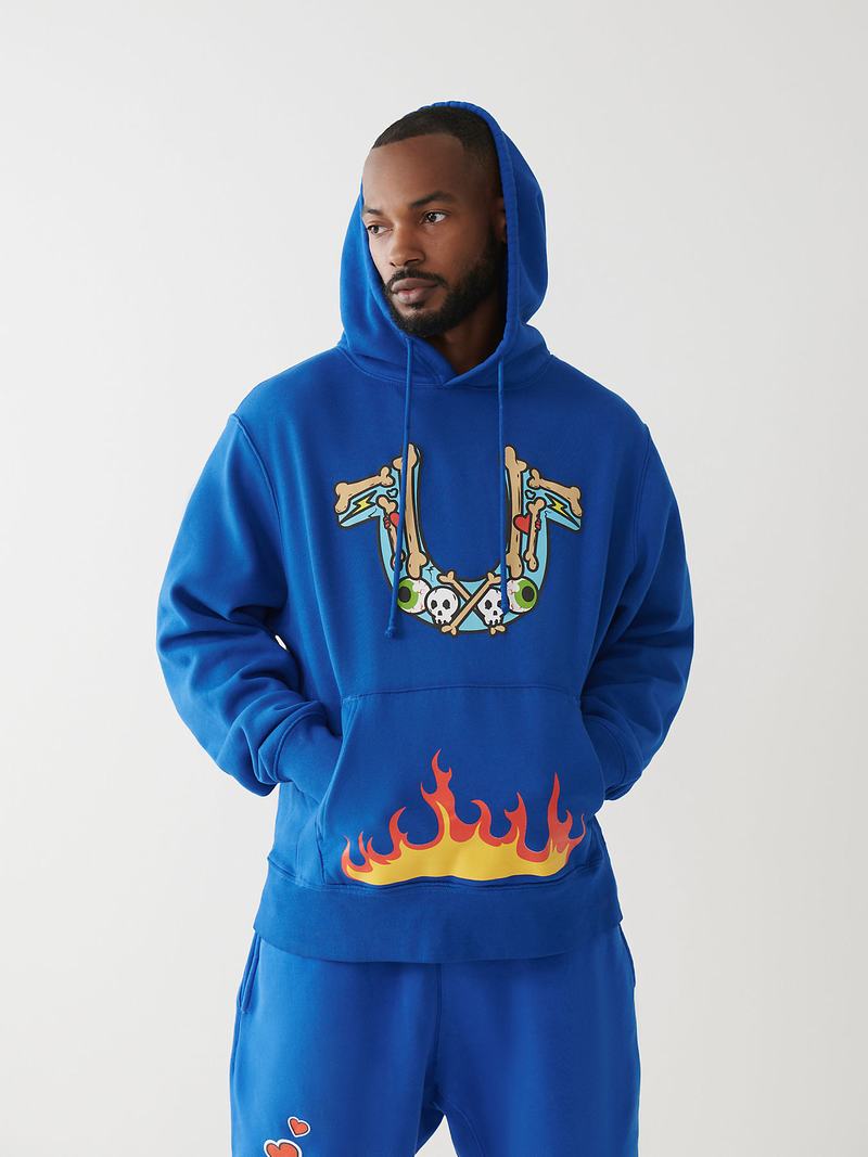 True Religion Tr X Chief Keef Logo Hoodie Herren Blau | 97845UPGL