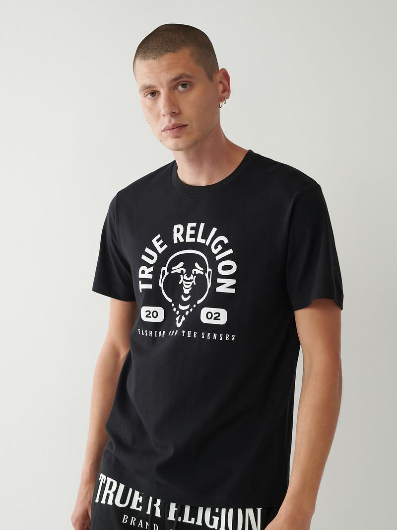 True Religion Buddha Logo T-Shirts Herren Schwarz | 63915KRBC