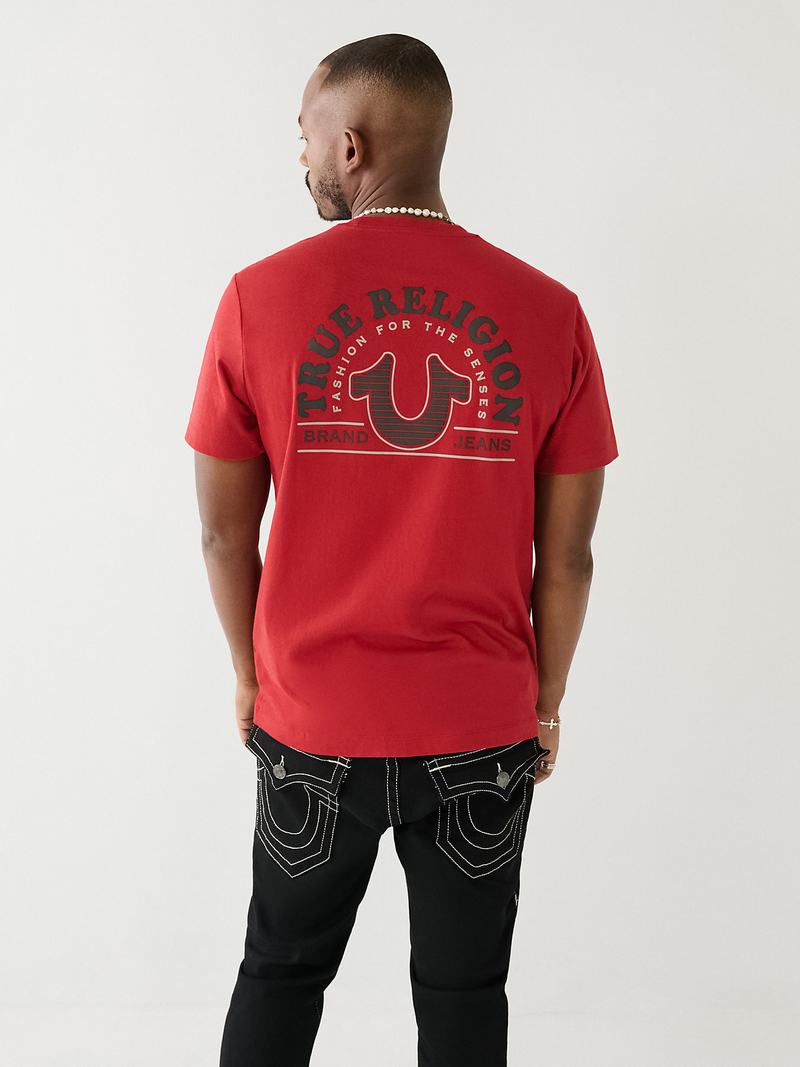 True Religion Tr Mode Sense Logo T-Shirts Herren Rot | 37851FWUA