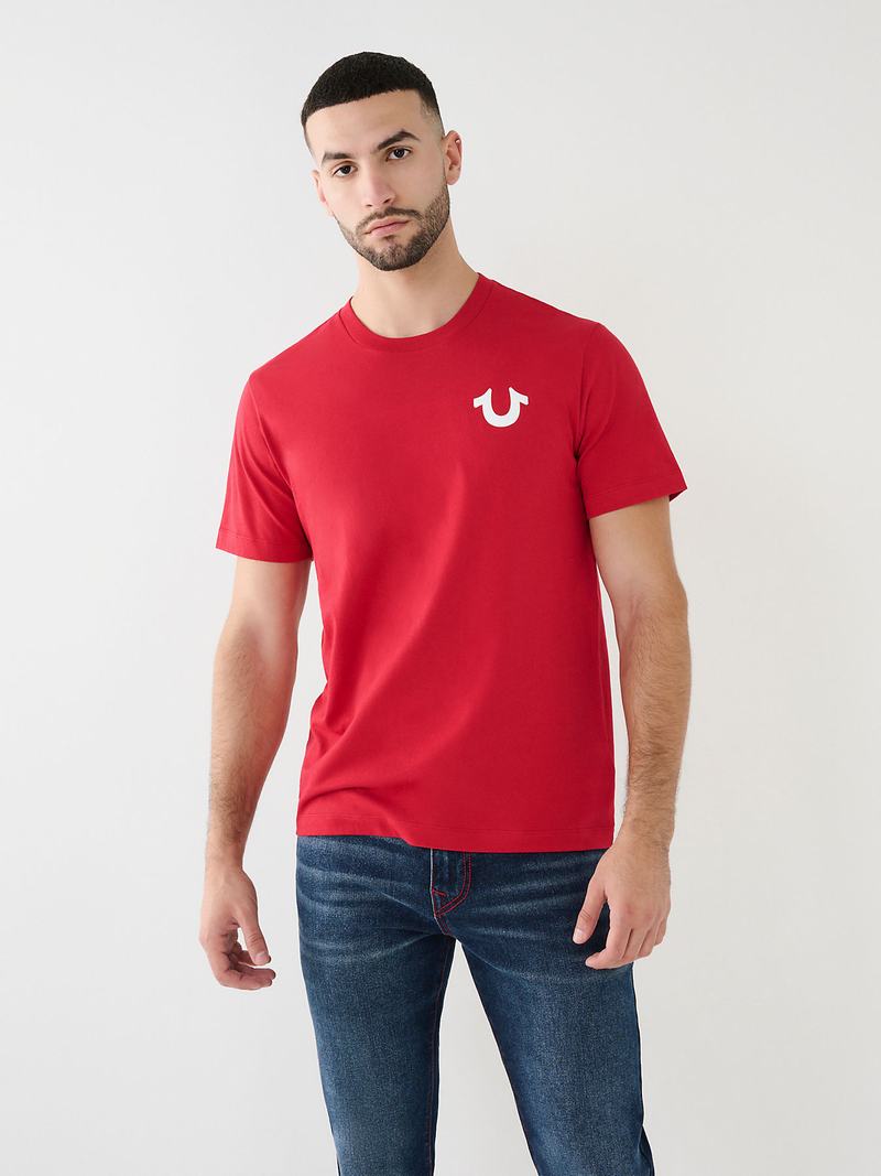 True Religion Buddha Logo T-Shirts Herren Rot | 72164CEMX