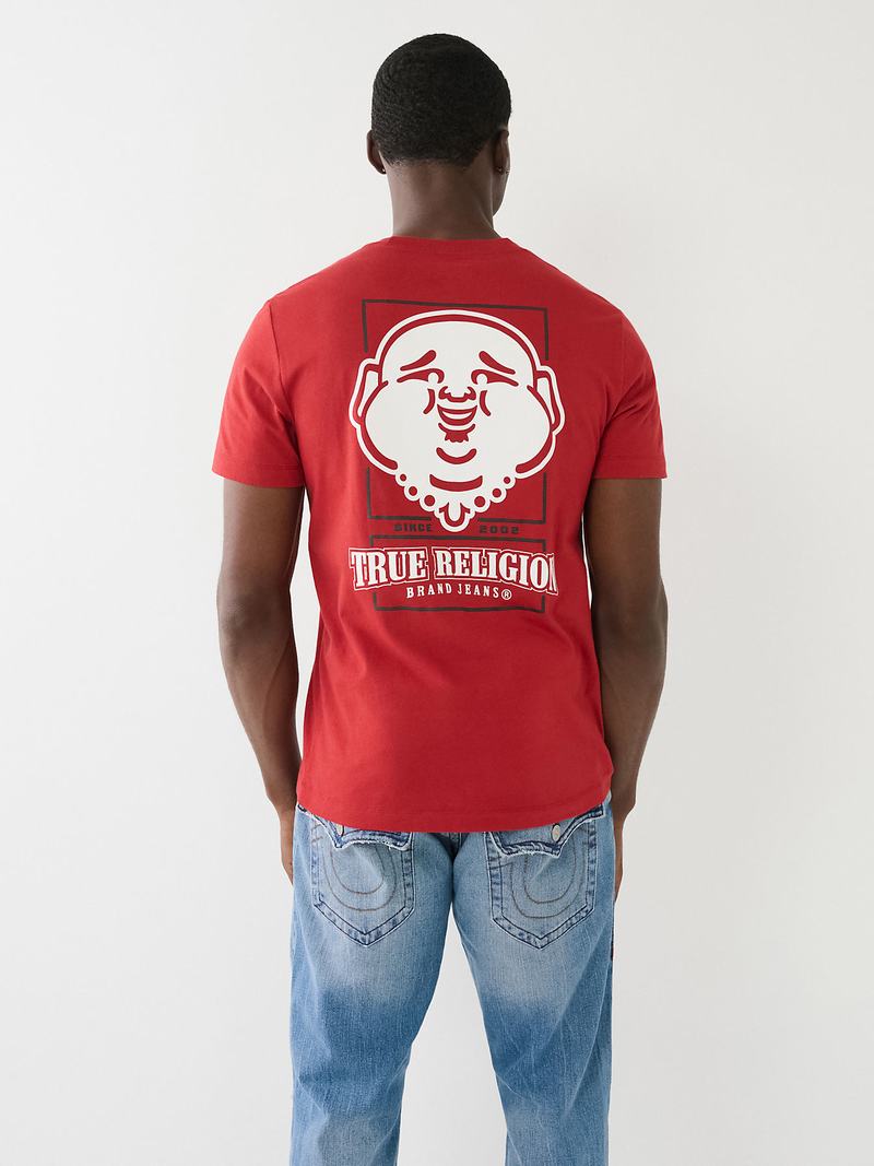 True Religion Big Buddha Crew Neck T-Shirts Herren Rot | 59634QWXU