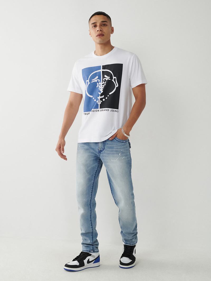 True Religion Buddha Logo T-Shirts Herren Weiß | 89512BTZG