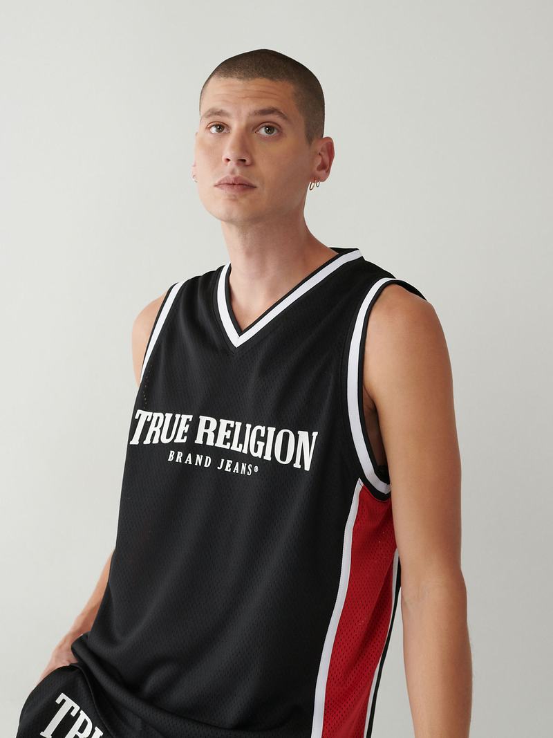 True Religion Mesh Jersey Tanktop Herren Schwarz | 67109UIAH