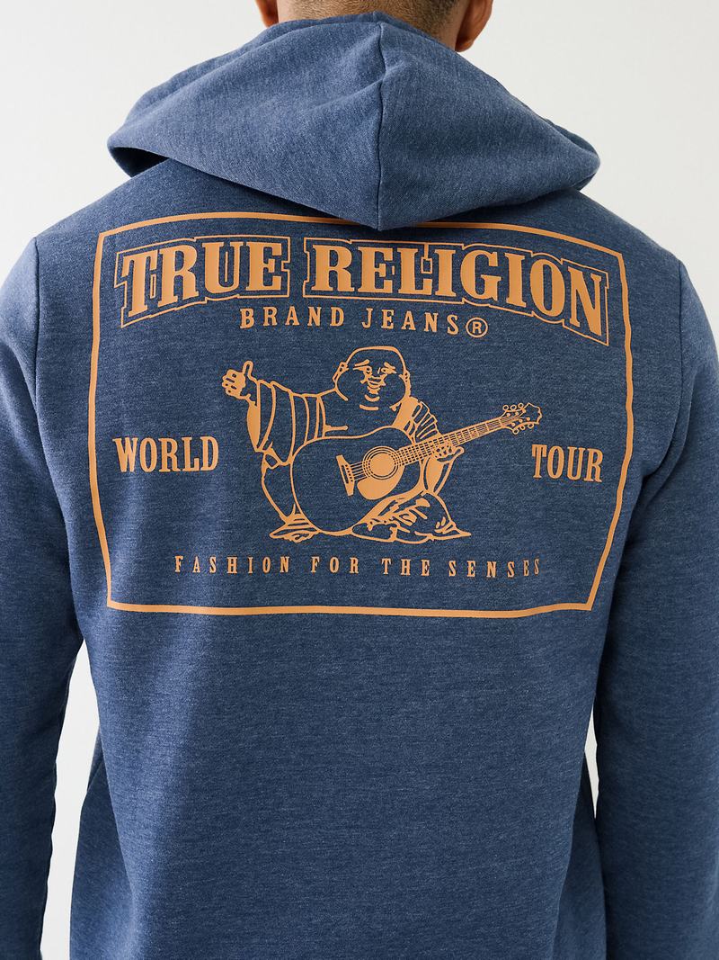 True Religion Horseshoe Logo Zip Hoodie Herren Grau Navy | 80562HPYX