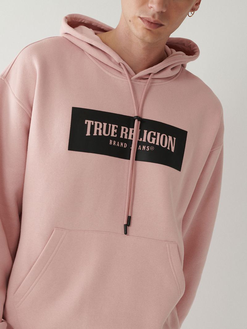 True Religion Logo Relaxed Hoodie Herren Rosa | 97635QHBG