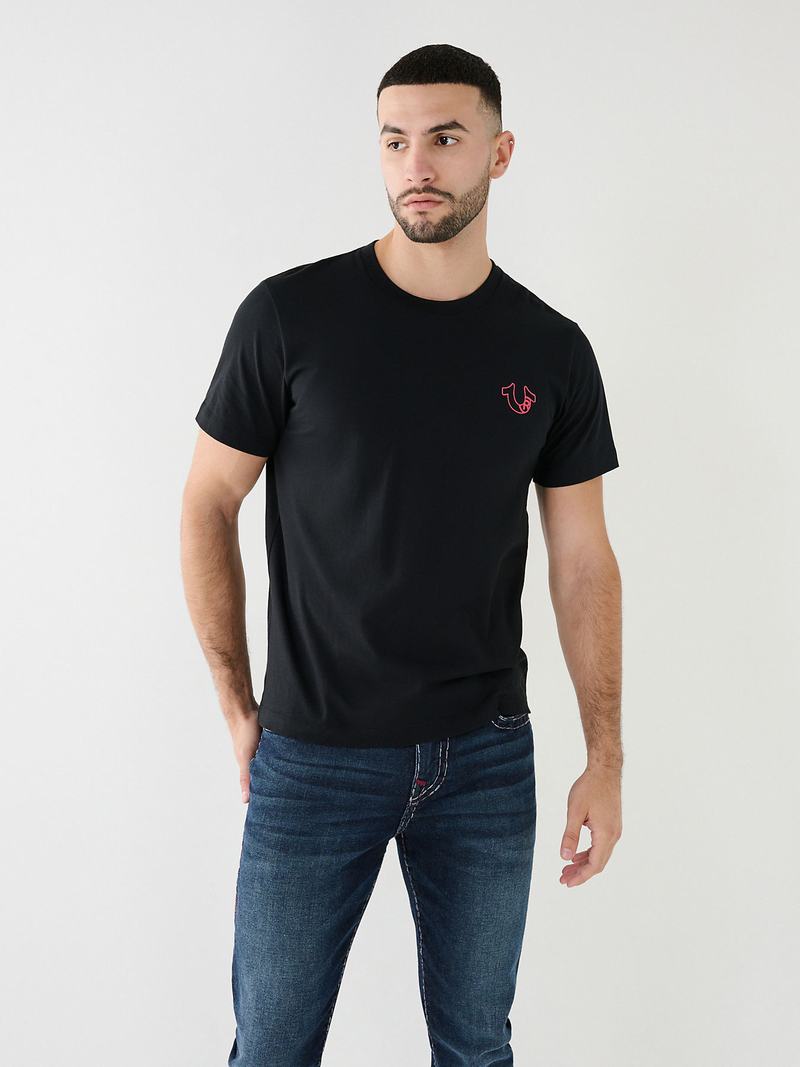 True Religion Horseshoe Logo T-Shirts Herren Schwarz | 04231UJAB