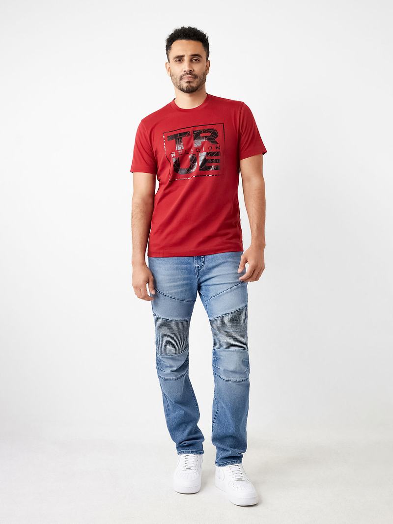 True Religion Metallic Shattered Logo T-Shirts Herren Rot | 38016ZQOH