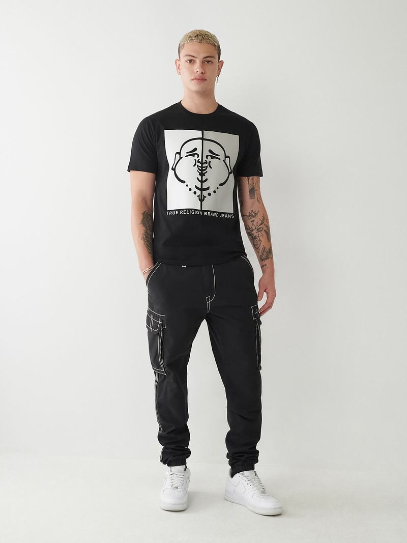 True Religion Buddha Logo T-Shirts Herren Schwarz | 39718LSTA