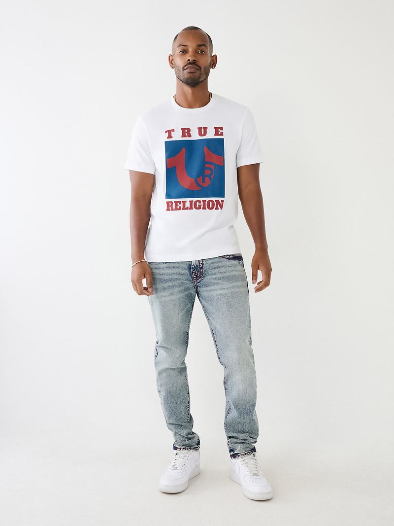 True Religion True Logo T-Shirts Herren Weiß | 26893EUXZ