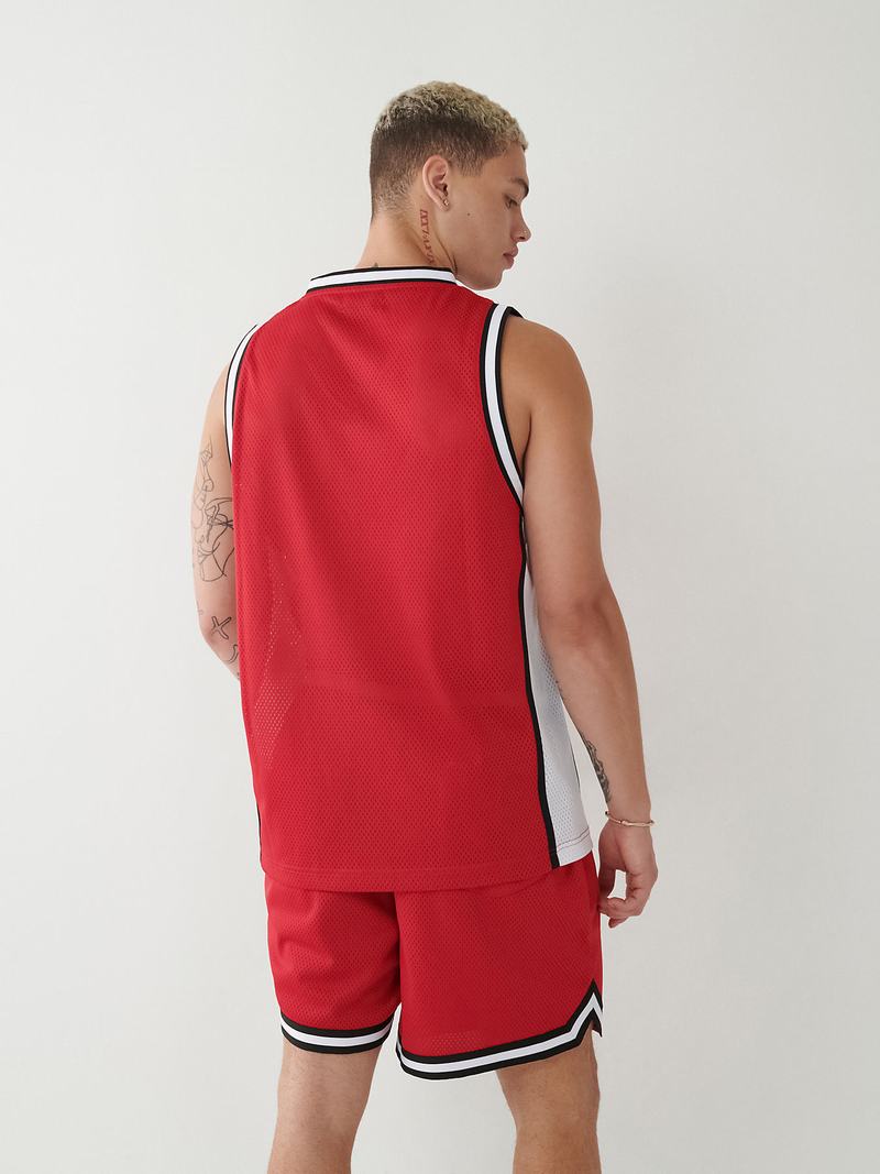 True Religion Mesh Jersey Tanktop Herren Rot | 14380QNSP