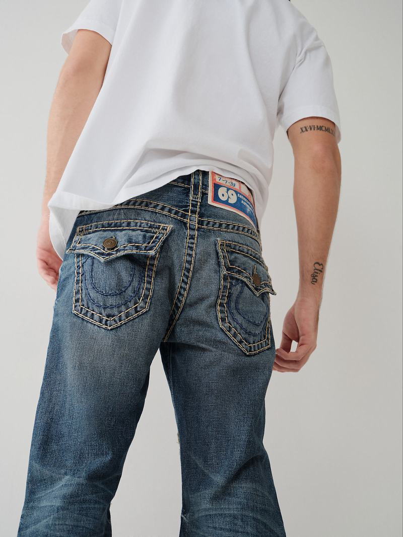 True Religion Archive Ricky Super T Straight Jeans Herren Blau | 42937IPHM