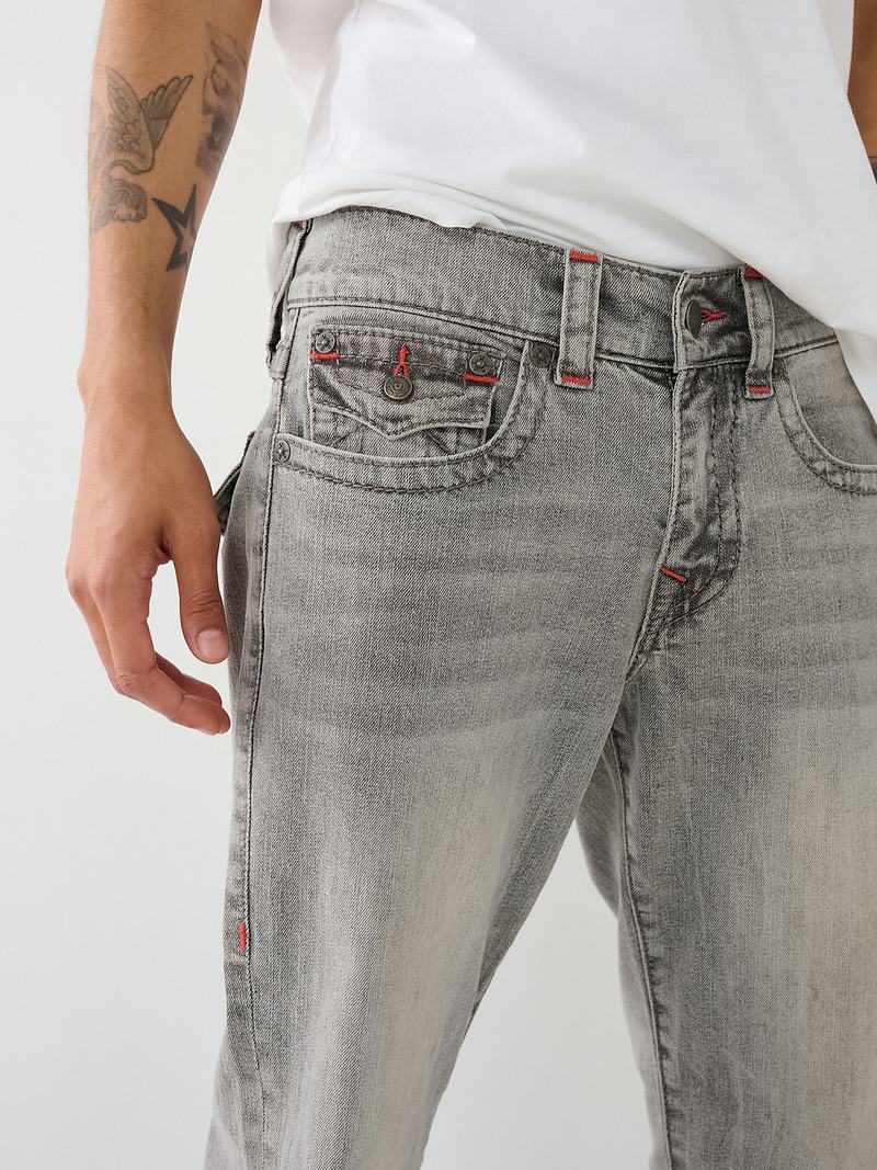 True Religion Ricky Big T Flap Straight Jeans Herren Grau Waschen | 95271ZIEM