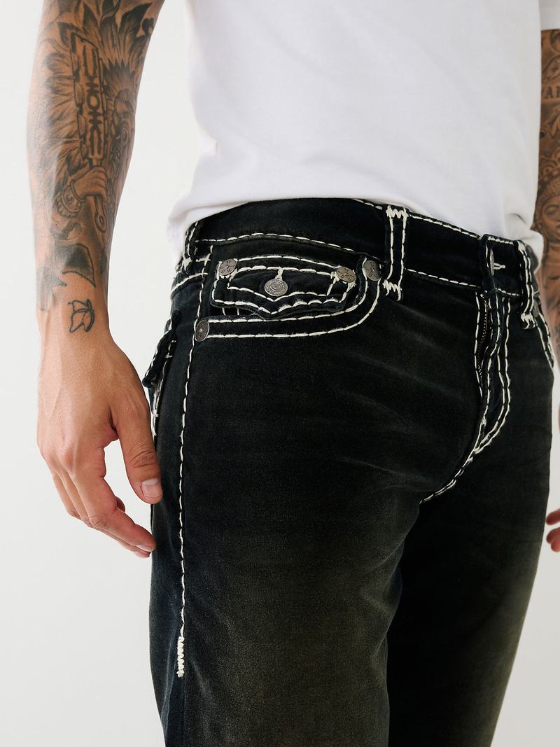 True Religion Velvet Ricky Fadded 34” Straight Jeans Herren Schwarz Waschen | 36140YQWJ