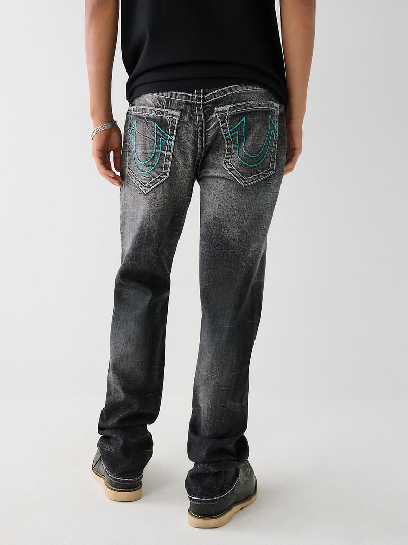 True Religion Ricky Super T Stitch Straight Jeans Herren Schwarz Waschen | 60147HXDR