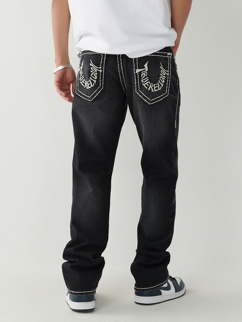 True Religion Ricky Tr Embroidery Gerade Super T Jeans Herren Schwarz Waschen | 12398PKYD