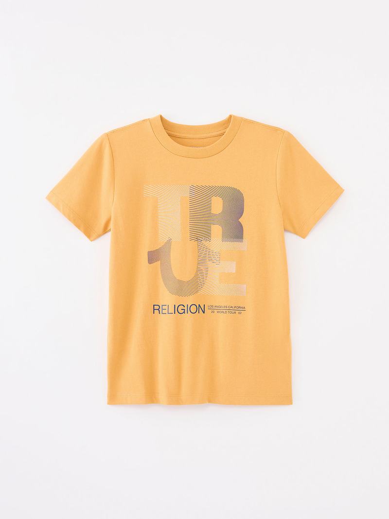 True Religion Logo T-Shirts Kinder Gelb | 90538QNAK