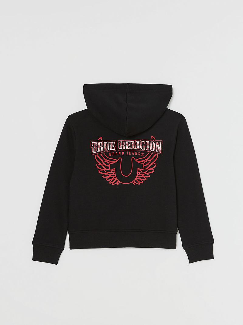 True Religion Crystal Logo Zip Hoodie Kinder Schwarz | 73529RGSB