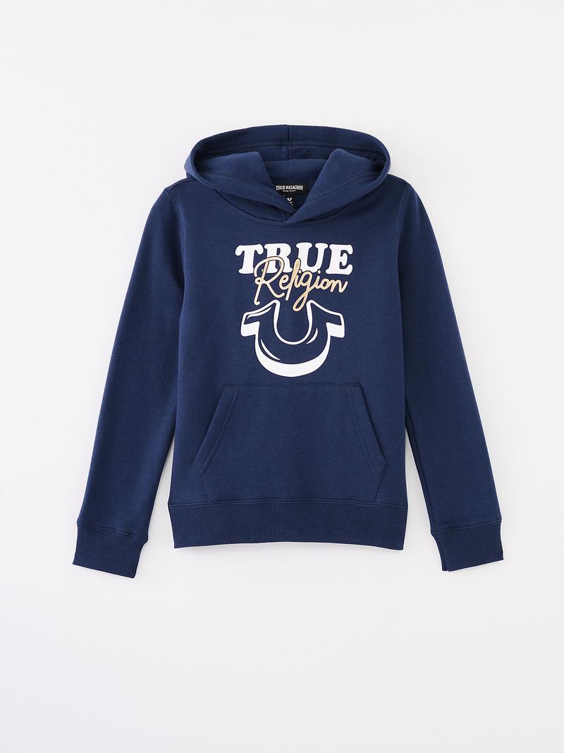 True Religion Logo Hoodie Kinder Navy Blau | 04389SZTH