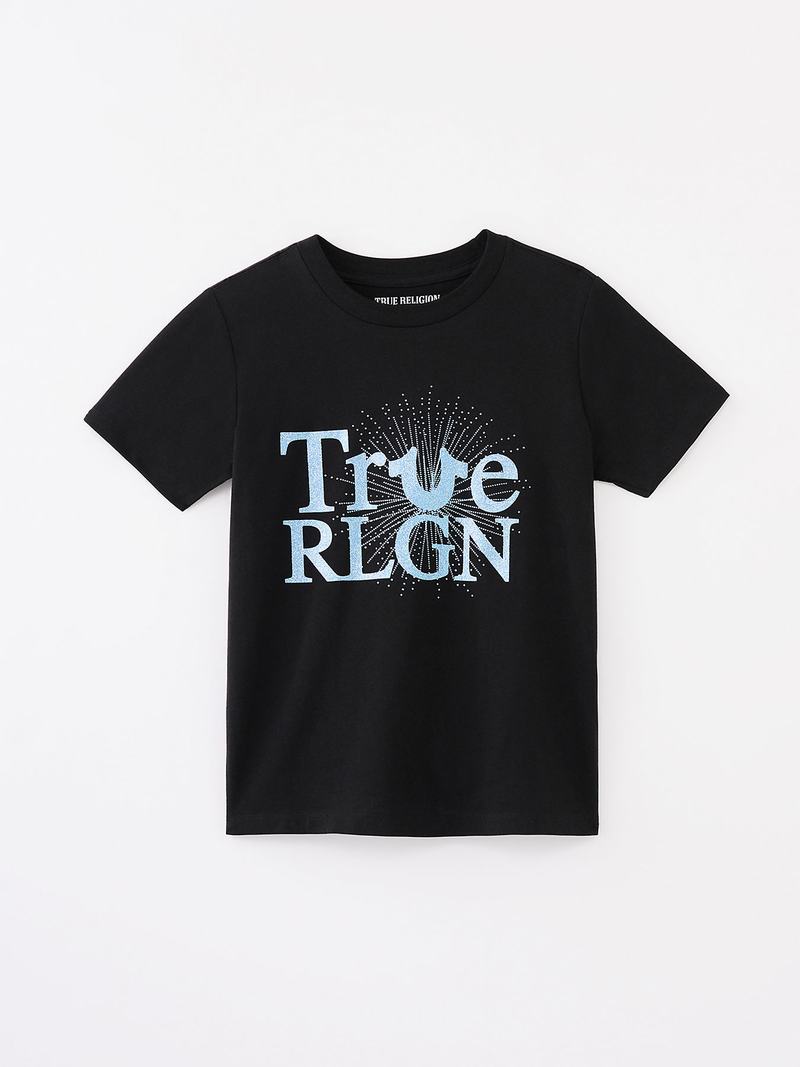 True Religion Logo T-Shirts Kinder Schwarz | 84576MWIL