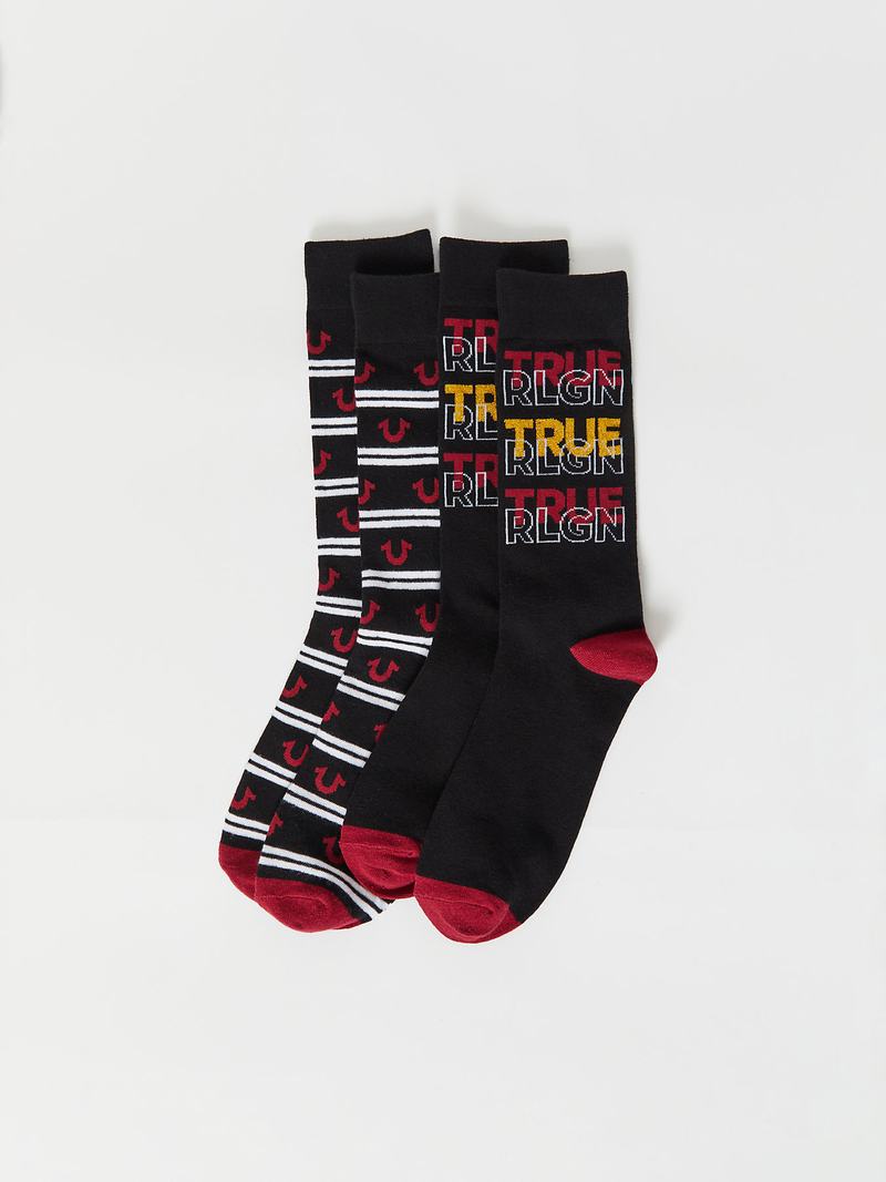 True Religion True - 2 Pack Socken Schwarz Rot | 56217GTHQ