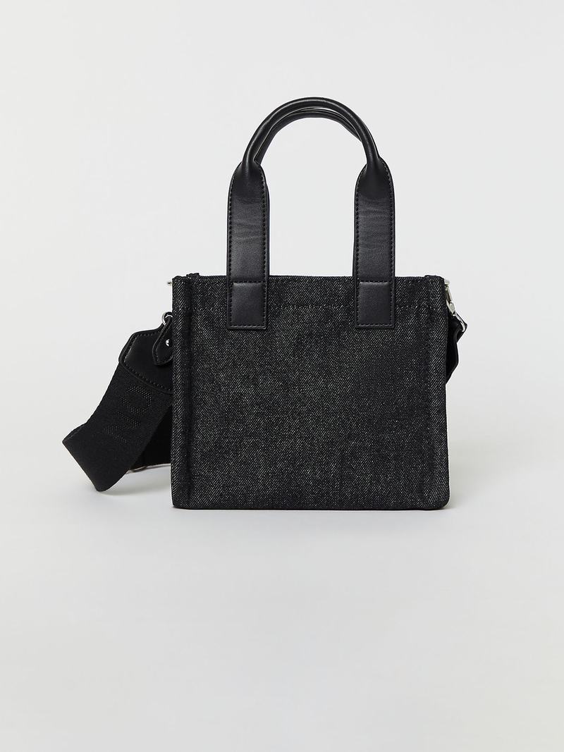 True Religion Mini Denim Tote Tasche Schwarz | 12079GYMA