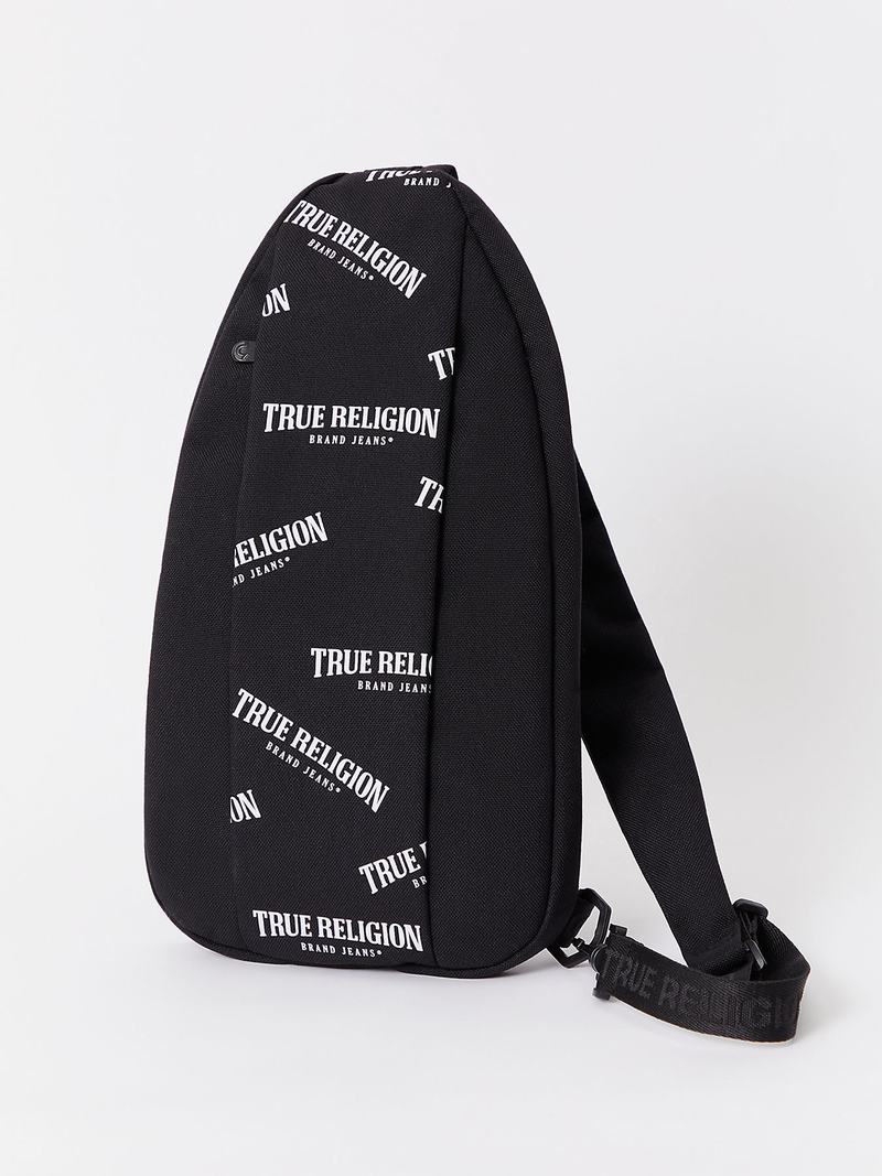 True Religion Logo Sling Tasche Schwarz | 51823TFGZ